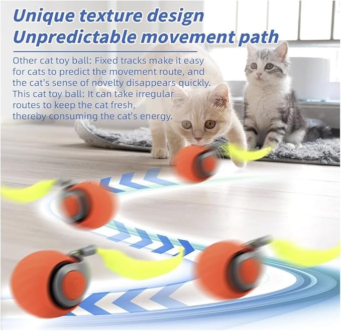 AMATFFUG 2 Packs Speediest Tail 2.0 Cat Toy,Interactive CatToy,CatToys for Indoor Cats,Chewie Viral Cat Ball,Adjustable Sports Rolling Toy,Electric Rolling Ball Christmas Birthday Gift for Pets