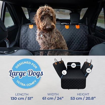 Ruff & Stuff Dog Car Seat Hard Bottom Cover for Back Seat Up to 170lbs | for All Vehicles | Waterproof Scratch-Resistant (Black)