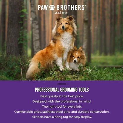 Paw Brothers Soft Pin Curved Slicker Brush for Dogs, Coated Tips, Maximum Coverage, Gentle on Skin, Size 3" x 5.5", Small