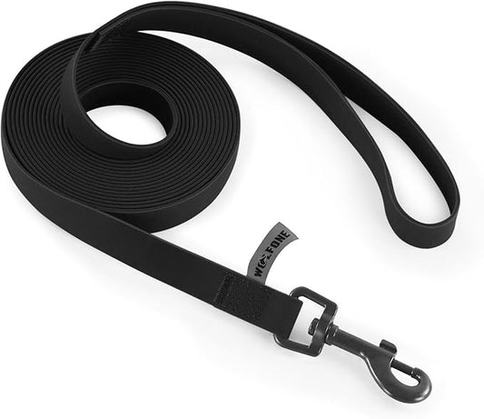 Wolfone 5ft Black Long Leash - Waterproof Training Dog Leash for Recall, Swimming, Camping, Beach, Hunting, Walking