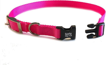 Sparky Pet Co - ECollar Replacement Strap Easy Release Double Buckle Dog Collar - Rugged Nylon - Adjustable - D Ring - Quick Release Metal Clasp - for Invisible Fence Systems - 3/4" x 24" - Raspberry