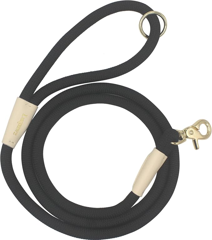 Lobster Snap Pet Leash 5FT, Special Strong Nylon Rope Dog Leash, Solid Color Rope Dog Lead for All Breeds (Black, 5ft*10mm)