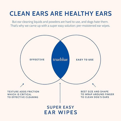 TrueBlue Lemon & Marigold Super Easy Dog Ear Wipes – Pre-Moistened Puppy Pads for Ear Cleaning – Cleansing Ear Wipe for Dogs, Puppies – Non-Toxic, All-Natural – 50 Count