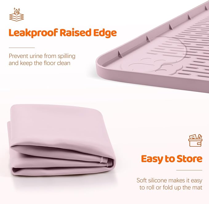 Pee Pads for Dogs, 40" x 28" Extra Large Reusable Silicone Mat, Washable Puppy Training Pads for Potty Training, Non-Slip, Leak-Proof, Indoor Floor Protection (Pink)