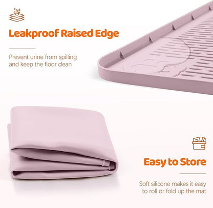 Pee Pads for Dogs, 40" x 28" Extra Large Reusable Silicone Mat, Washable Puppy Training Pads for Potty Training, Non-Slip, Leak-Proof, Indoor Floor Protection (Pink)