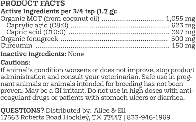 Alice & Eli Golden Groovin' - Turmeric for Dogs - Natural Immune & Joint Support for Dogs - with Organic Curcumin, MCT & Fenugreek - 30 Day Large Dog Supply