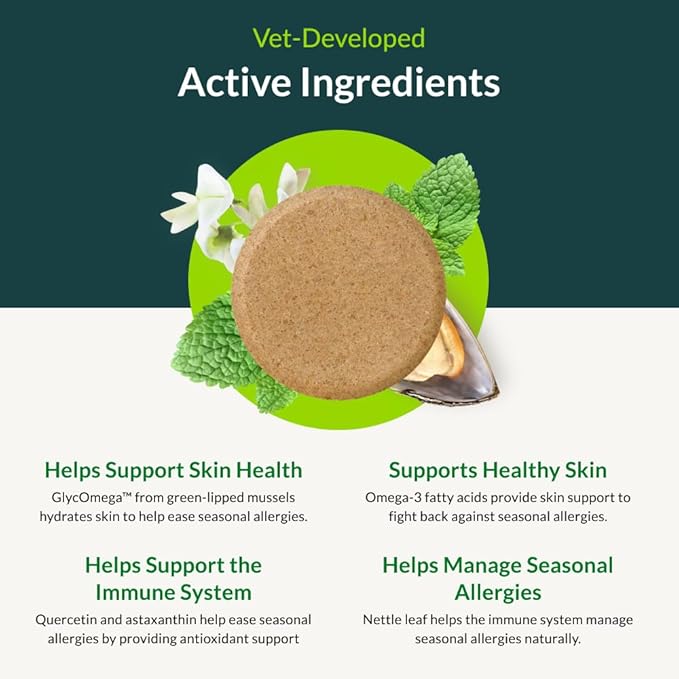 ULTIMATE PET NUTRITION Canine Radiance Skin Allergy Support Supplement for Dogs, Omega-3 Skin Hydration, Antioxidants to Prevent Itching and Strengthen Coat, 60 Chewable Tablets