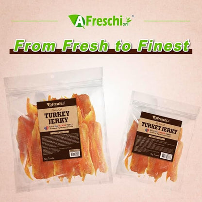 A Freschi srl Natural Turkey Dog Treats, USA-Sourced Trukey, All-Natural, Hypoallergenic, High-Protein, Low-Fat, Healthy & Easily Digestible, Puppy & Training Snack, Jerky 4 oz