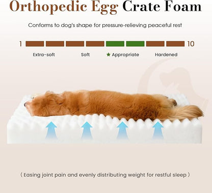 Cozila Dog Beds for Extra Large Sized Dog, Orthopedic Pet Bed with Waterproof Lining, Soft Short Plush Surface & Egg Crate Foam, Machine Washable Pet Mat with Removable Cover & Anti Slip Bottom