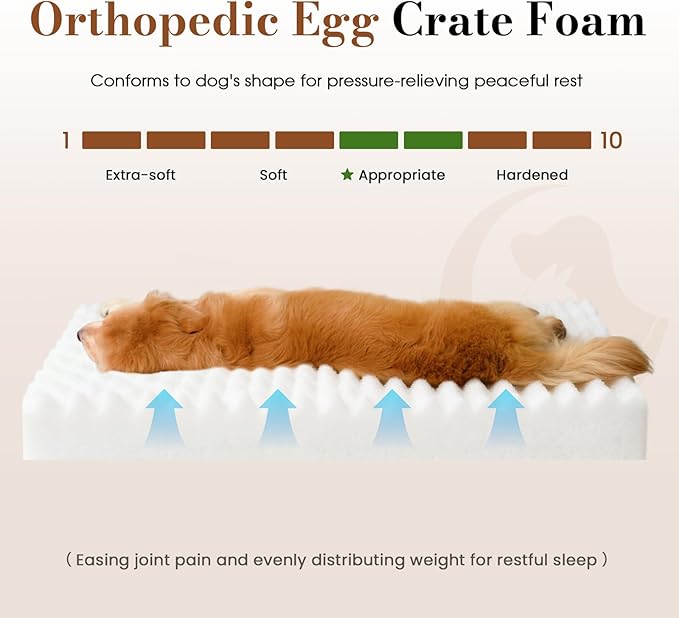 Cozila Extra Large Dog Bed for Crate, Orthopedic Dog Bed with Waterproof Lining, Soft Short Plush Surface & Egg Crate Foam, Machine Washable Pet Bed with Removable Cover & Anti Slip Bottom