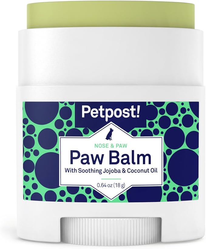 Petpost | Paw Balm for Dogs - Nourishing Cream Soothes Itchy, Dry Dog Paws with Moisturizing Ingredients - Organic Coconut Oil, Jojoba Oil, and Shea Butter 0.64 oz.