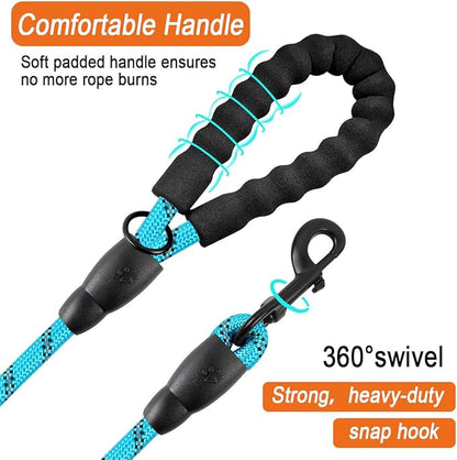 BARKBAY Dog Leashes for Large Dogs Heavy Duty Dog Leash 4/5/6 FT with Comfortable Padded Handle and Highly Reflective Threads for Medium Large Dogs Walking Training Running (4FT-1/2'',Blue)