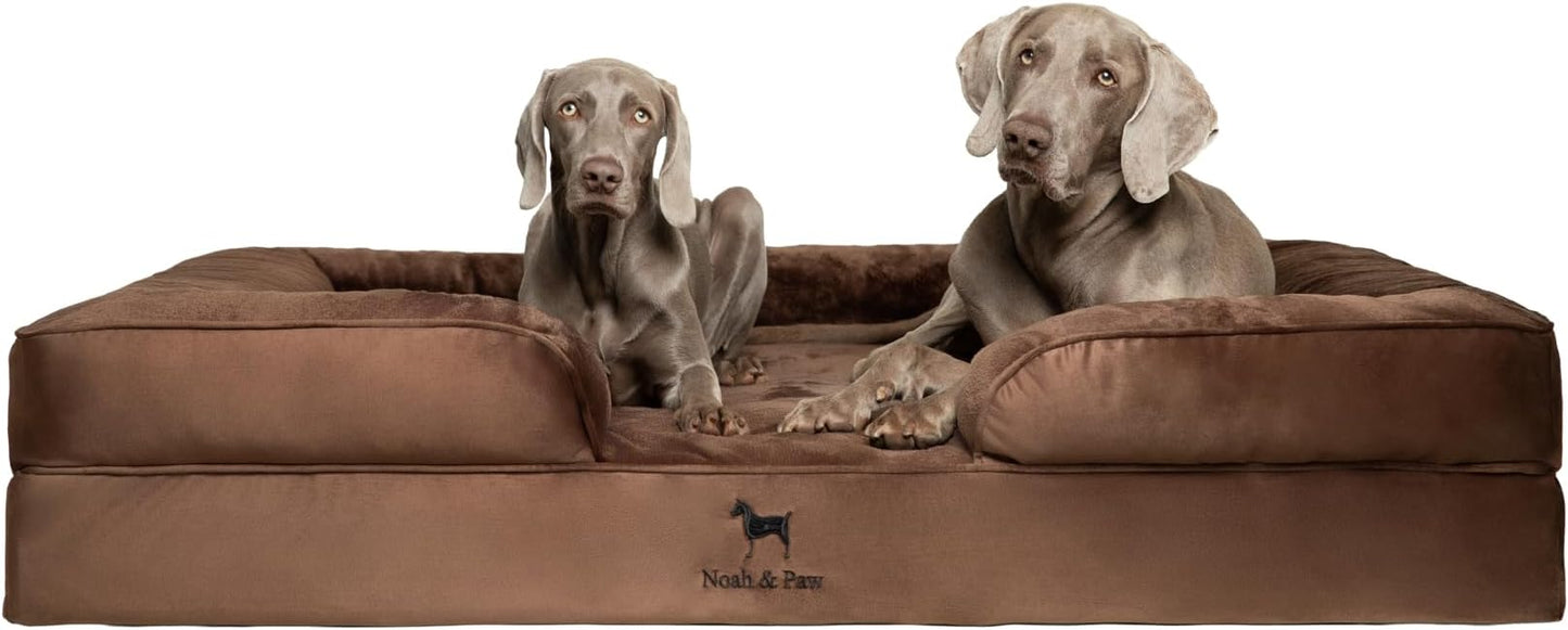 NOAH & PAW Giant Dog Bed XXL, 55x45x11 Inch, Orthopedic Dog Beds, Eggshell Memory Foam Infused with Cooling Gel, Inner Cover, Waterproof, Machine Washable (Velvet Sofa Collection)
