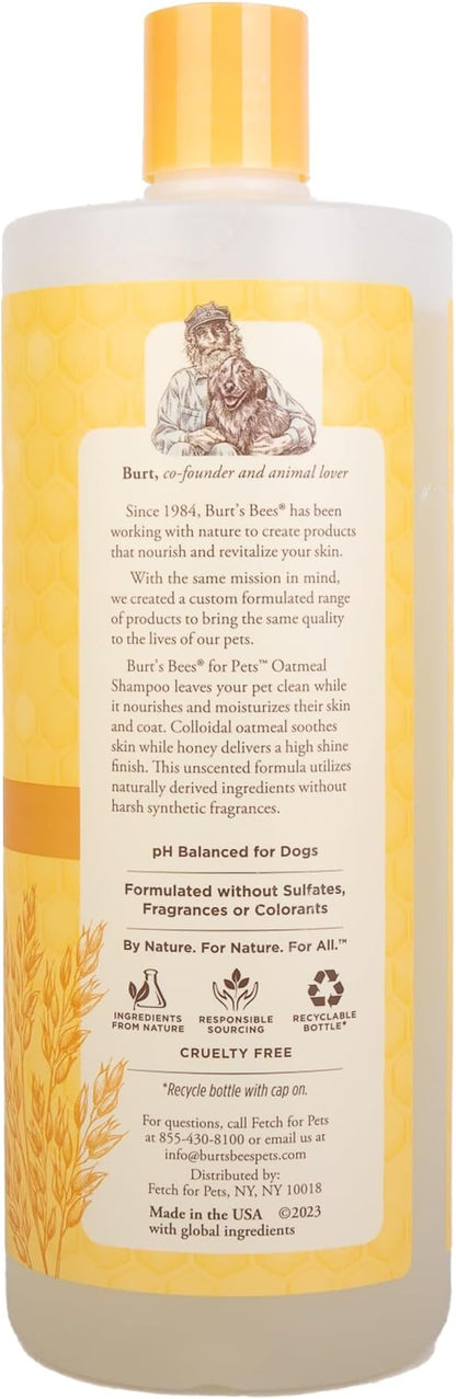 Burt's Bees for Pets Oatmeal Dog Shampoo with Colloidal Oat Flour and Honey, 2pk, 95% Natural Origin Formulas, Shampoo for Dogs - 2pk, 32 oz