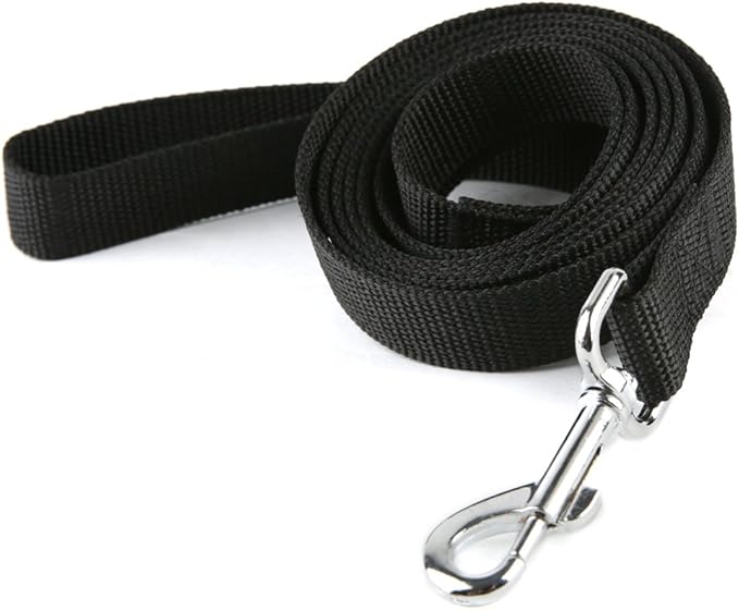 Nylon Dog Training Leash, Traction Rope, 4Ft /5 Foot /6 Feet Long, 5/8 inch 3/4 Inch 1 Inch Wide, for Small and Medium Dogs (Black, 1'' x 15 FT)
