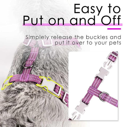 ThinkPet Reflective Breathable Soft Air Mesh No Pull Puppy Choke Free Over Head Vest Ventilation Harness for Puppy Small Medium Dogs and Cats (Purple,L)