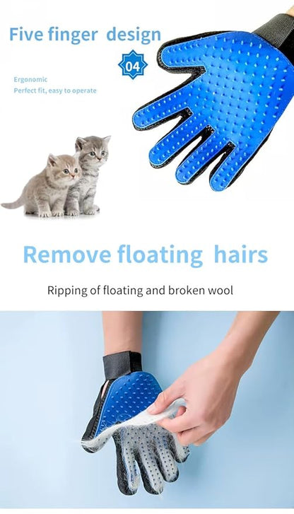 Efficient Pet Grooming Glove - Gentle Shedding Brush for Dogs, Cats, Horses, & more with Long & Short Hair - Right Hand Only (Green)