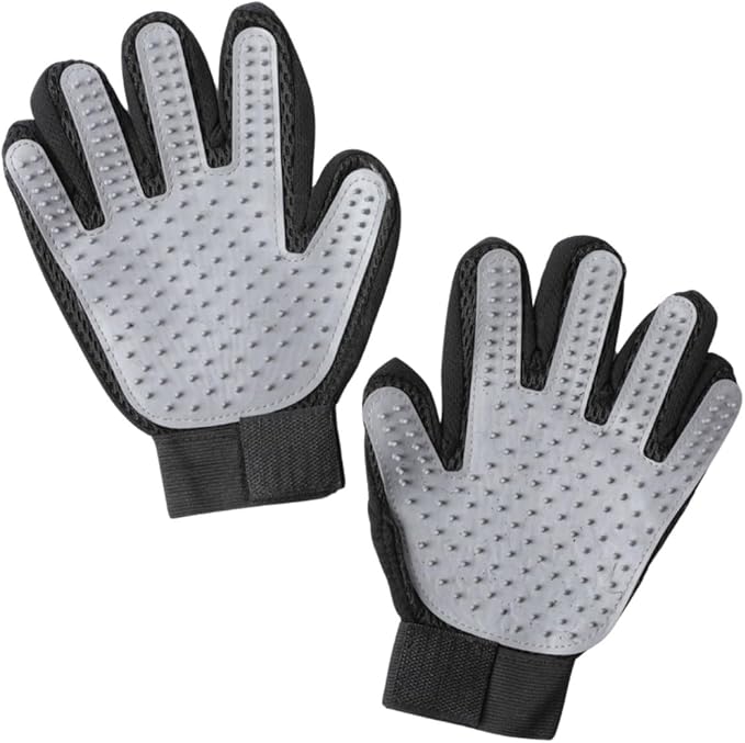 Pet Grooming Gloves – 1 Pair – Deshedding & Bath Massage Mitts for Dogs & Cats – Choose from 5 Colors – Adjustable, Reusable & Easy to Clean (Gray)