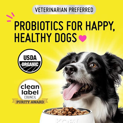 Koby Dog Probiotic Powder – Made with Clean USDA Organic Ingredients for Gut, Digestive, Skin & Immunity – Dog Food Topper - Vet Preferred Probiotics for Dogs of All Ages – 7 Billion CFUs, 60 Servings
