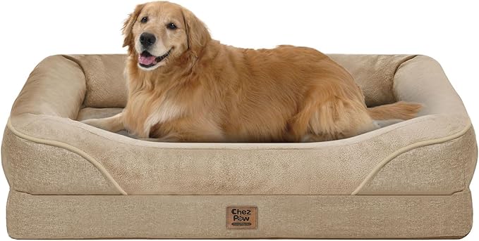Washable Orthopedic Large Dog Bed - XL Memory Foam Pet Couch Sofa with Removable Cover Waterproof Bolster for Large Size Dogs