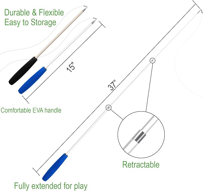 EcoCity Cat Toys - No Chemical Dyeing Cat Feather Toys for Indoor Cats - Include Cat Wand and Natural Feather Refills