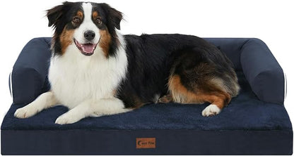 Casa Paw Orthopedic Dog Beds for Large Sized Dogs, Waterproof Egg Crate Foam Medium Dog Couch Beds for Crate 35x22Inch, Washable Pet Beds with Removable Cover and Nonskid Bottom, Navy Blue