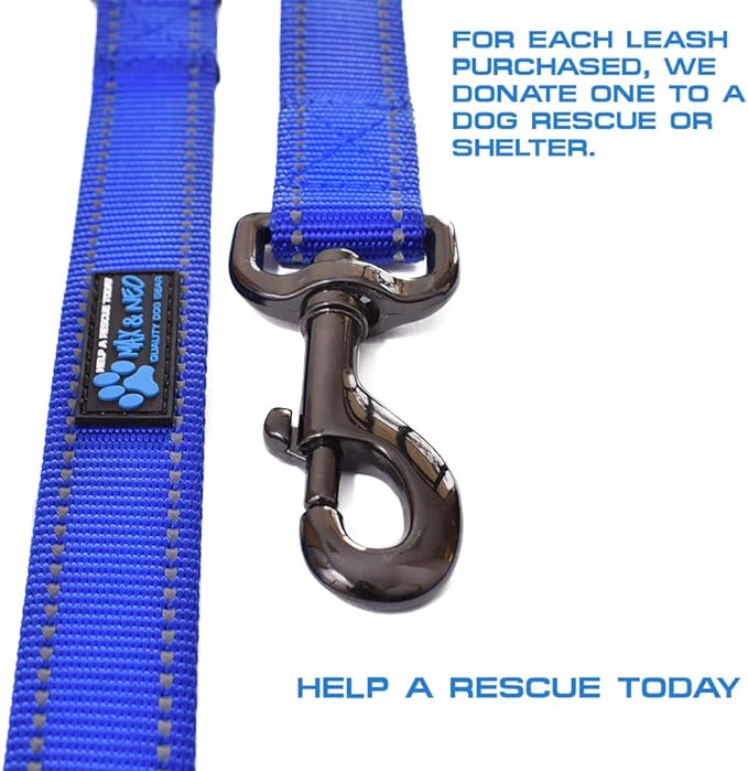Max and Neo Double Handle Traffic Dog Leash - Reflective, Supports Dog Rescue (Orange, 4 FT)