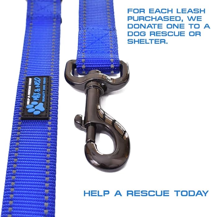 Max and Neo Double Handle Traffic Dog Leash - Reflective, Donates to Dog Rescue (Purple, 4 FT)