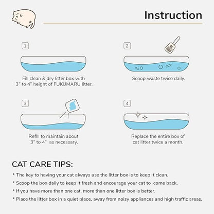 FUKUMARU Mixed Tofu Cat Litter, Strong Clumping Cat Litters, Effective Oder Control, Dust Free and Ultra Absorbent Flushable Bentonite White Tea Cat Litter, Direct to Toliet, 12 LB(2 Packs)