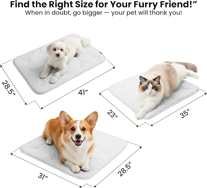 DORMORA Cooling Pet Mat – 31x28.5 Dog or Cat Cool & Comfy, Soft Breathable Self-Cooling Pad, Pet-Safe, Durable, Perfect for Hot Weather, Naps, Crates, Cars, Couch, Washable, Take Anywhere, Gray