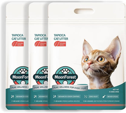 MOONFOREST Tapioca Cat Litter, Cassava Cat Litter Odor Control Dust-Free Clumping Litter