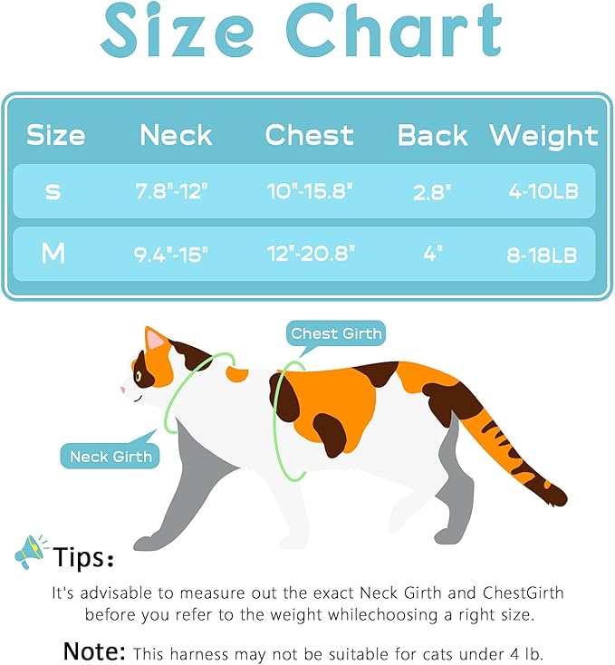 Halypet 2-Pack Cat Harness and Leash Set, Escape Proof 3-in-1 Adjustable Harness for Cats, Soft Lightweight, Easy On & Control for Walking, Travel & Outdoor Use, Small (Navy & Blue)