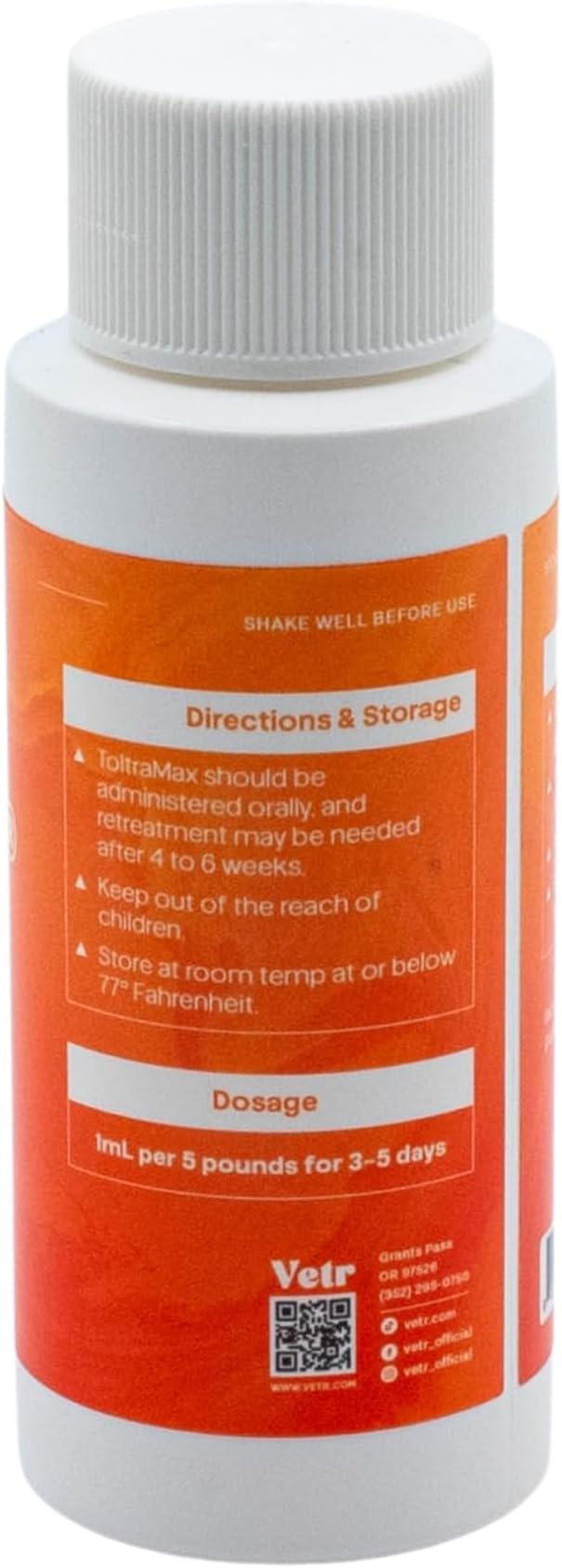 ToltraMax Toltrazuril 5.0% for Horses, Dogs, Cats, 60mL/2 Ounce, for Non-Food Chain Animals, Chicken