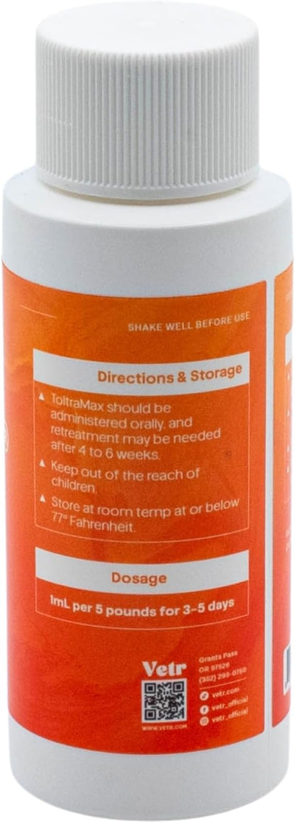 ToltraMax Toltrazuril 5.0% for Horses, Dogs, Cats, 60mL/2 Ounce, for Non-Food Chain Animals, Chicken