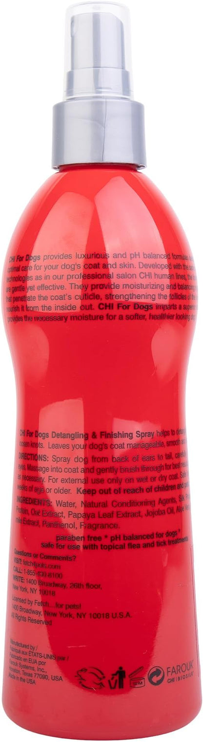 CHI for Dogs Detangling Finishing Spray - Best Leave-In Solution for Tangles and Knots - Dog Grooming Mist for Puppies and Adults - Sulfate and Paraben Free - Made in USA, 10 Fl Oz