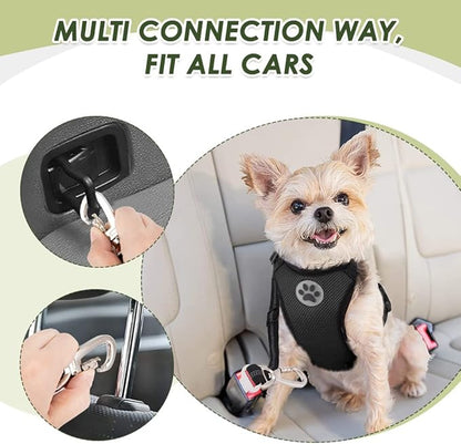 SlowTon Dog Seatbelt, 2 Pack Dog Seat Belt Car Leash Adjustable Elastic Bungee Buffer Heavy Duty Nylon Reflective Pet Safety Tether Connect to Dog Harness for Travel Riding in Vehicle (Daul Clip, B)