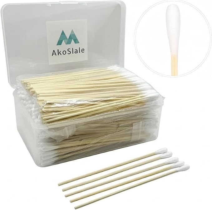 400pcs Dog Ear Swabs 6 Inch - Extra Long Bamboo Cotton Buds for Dog Ear Cleaning, Gun Cleaning, Detailing - Flexible & Sturdy Bamboo Handle, Lint-Free Precision Tips with 4-Pack Storage