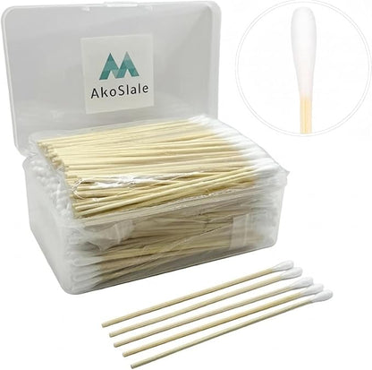 400pcs Dog Ear Swabs 6 Inch - Extra Long Bamboo Cotton Buds for Dog Ear Cleaning, Gun Cleaning, Detailing - Flexible & Sturdy Bamboo Handle, Lint-Free Precision Tips with 4-Pack Storage