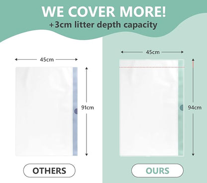 Zeling HTL 40 Count Jumbo Cat Litter Box Liners - 2 Mil Thick & Claw Resistant, 37"x18" Drawstring Bags for Deep Pans, Leakproof & Tear Proof Heavy Duty Liners