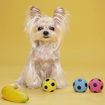 Pawdoer Squeaky Dog Ball, Soft Latex Rubber Squeaky Dog Toys for Small Dogs Puppies, Cute Bounce Squeak Toys Play Fetch Soccer Ball