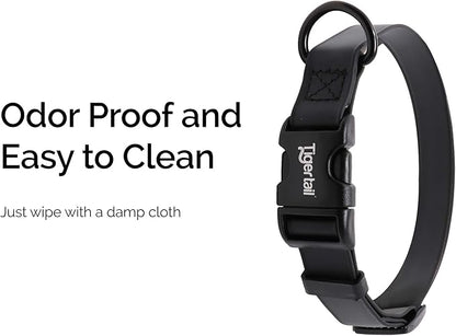 Tiger Tail Black X Small Dog Collar | Waterproof and Odor-Proof for Active Pets | Durable, Anti-Mat, and Lightweight Design | Made with Premium Coated Nylon | Suitable for Extra Small Breed Dogs