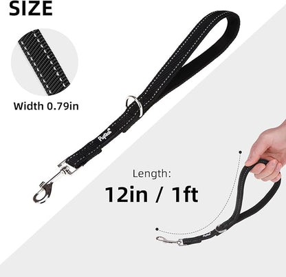 PUPTECK Reflective Dog Leash with Comfortable Padded Handle Durable Nylon Dog Lead for Small Medium and Large Dogs Cats Walking Running Training Outside, Black