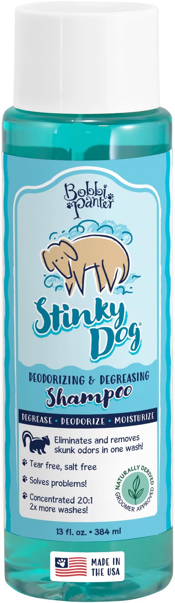 Bobbi Panter Dog Shampoo - Made in USA - All Natural Formula for Heavy Duty Deodorizing & Degreasing - Concentrated 25:1 for Professional Groomers - Fresh Clean Scent, 13 Oz (Case of 12)