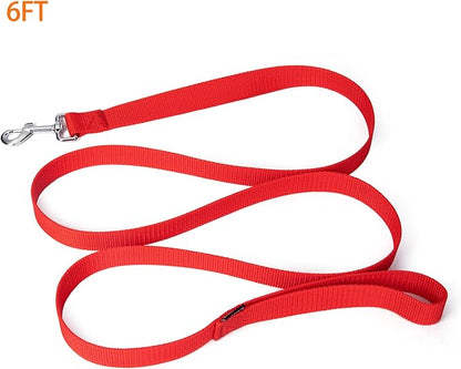 Siumouhoi Strong Durable Nylon Dog Training Leash, 1 Inch Wide Traction Rope, 6 ft 10ft 15ft Long, for Small and Medium Dog (Red, 6 Feet)