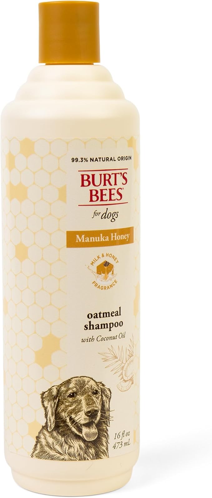 Burt’s Bees Manuka Honey Oatmeal Shampoo for Dogs with Coconut Oil, 16 Fl Oz