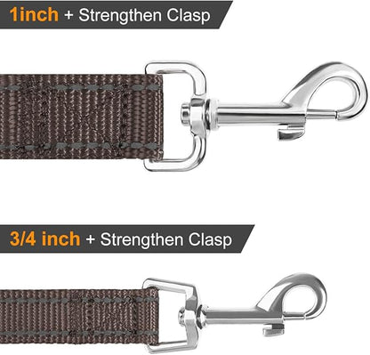 Joytale Double-Sided Reflective Dog Leash, 6 FT/5 FT/4 FT, Padded Handle Nylon Heavy Duty Leashes for Medium & Large Dogs Walking, Brown, 5FT