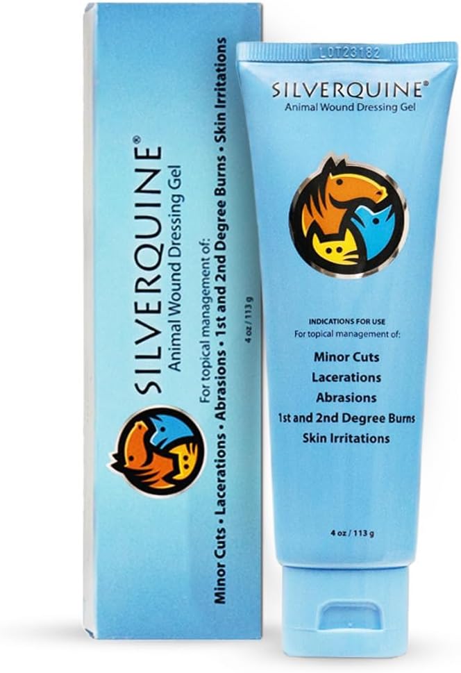 Silverquine Dog Wound Care Gel - Hot Spot Gel Solution for Dogs and Cats - Safe If Licked, Odorless Silver Hydrogel Ointment for Pets Cuts, Burns, Scratches, Sores and Skin Concerns - 4.0 Oz