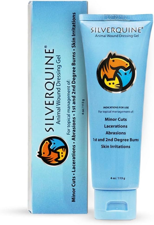 Silverquine Dog Wound Care Gel - Hot Spot Gel Solution for Dogs and Cats - Safe If Licked, Odorless Silver Hydrogel Ointment for Pets Cuts, Burns, Scratches, Sores and Skin Concerns - 4.0 Oz