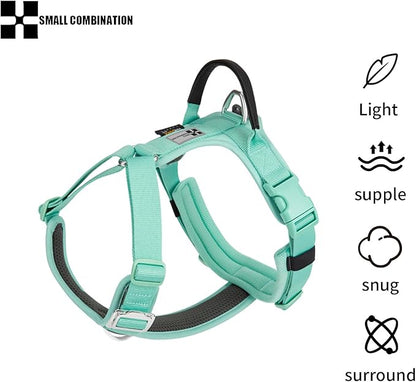 Adjustable Dog Harness with Handle, Padded Comfort,Small, Medium and Large Dogs (Aqua Green, M)