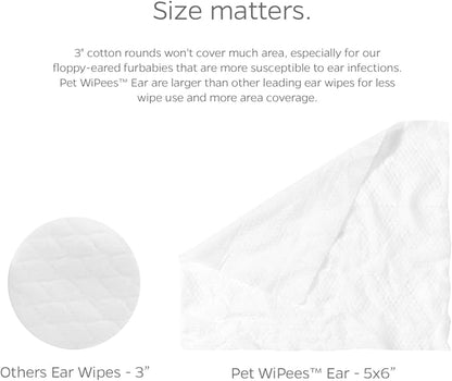 Ear Pet WiPees™ – 100 Ear Wipes for Dogs & Cats, All Natural Dog Ear Wipes for Infection & Itchy Ears, Gentle Cat & Dog Ear Cleaner for Daily Hygiene (Natural, 100ct)
